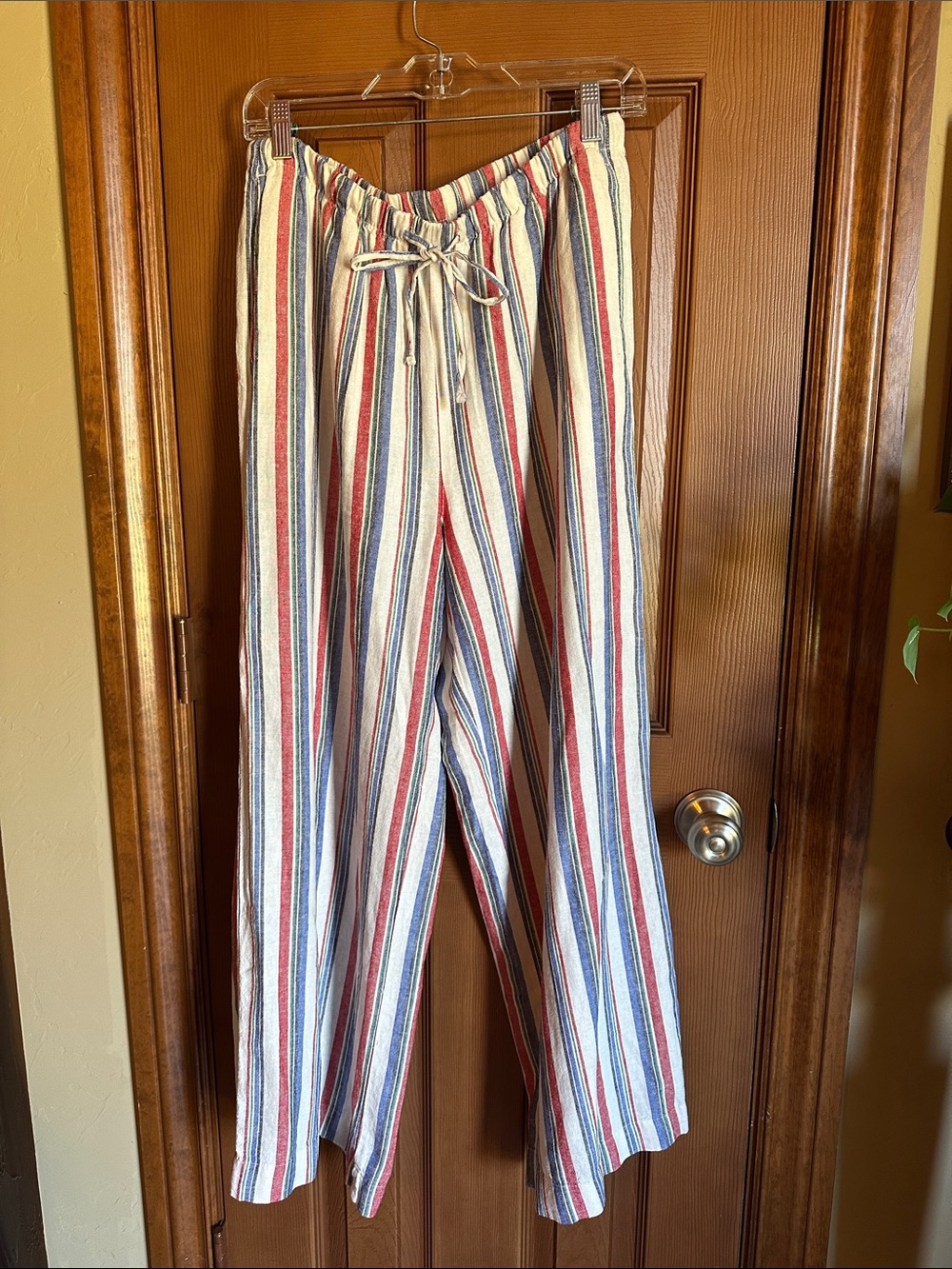 Old Navy Wide-Leg Striped Cotton Pants - Multicolor, size Medium - Picture 3 of 6